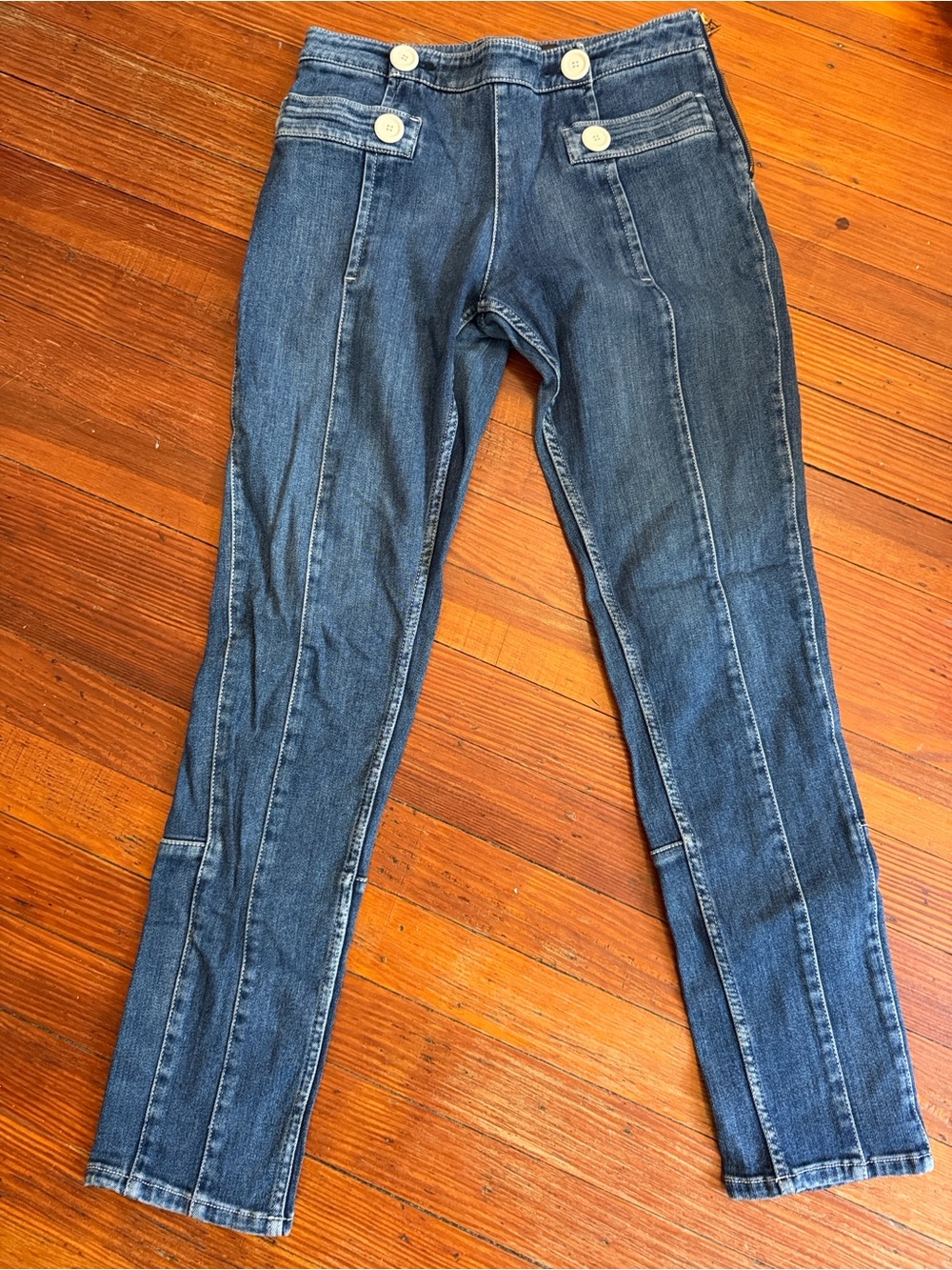 Louis Vuitton Dark Blue Skinny Jeans with Button Detail